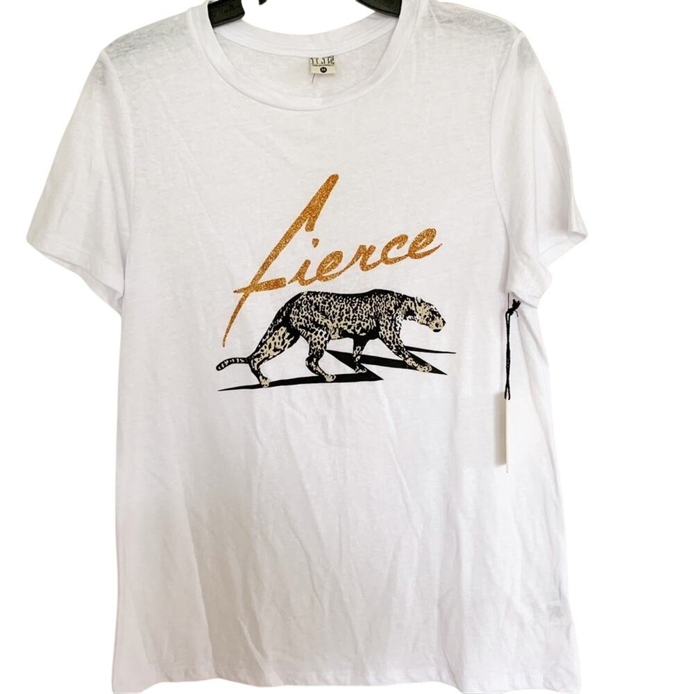 Life Elsewhere White Fierce Leopard Graphic Tee Medium NWT